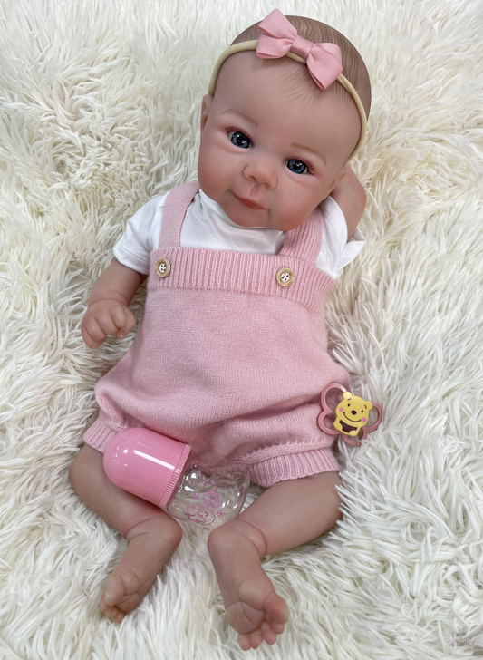 Daisy – Poupée bébé reborn de 48 cm au corps souple et aux yeux bleu vif