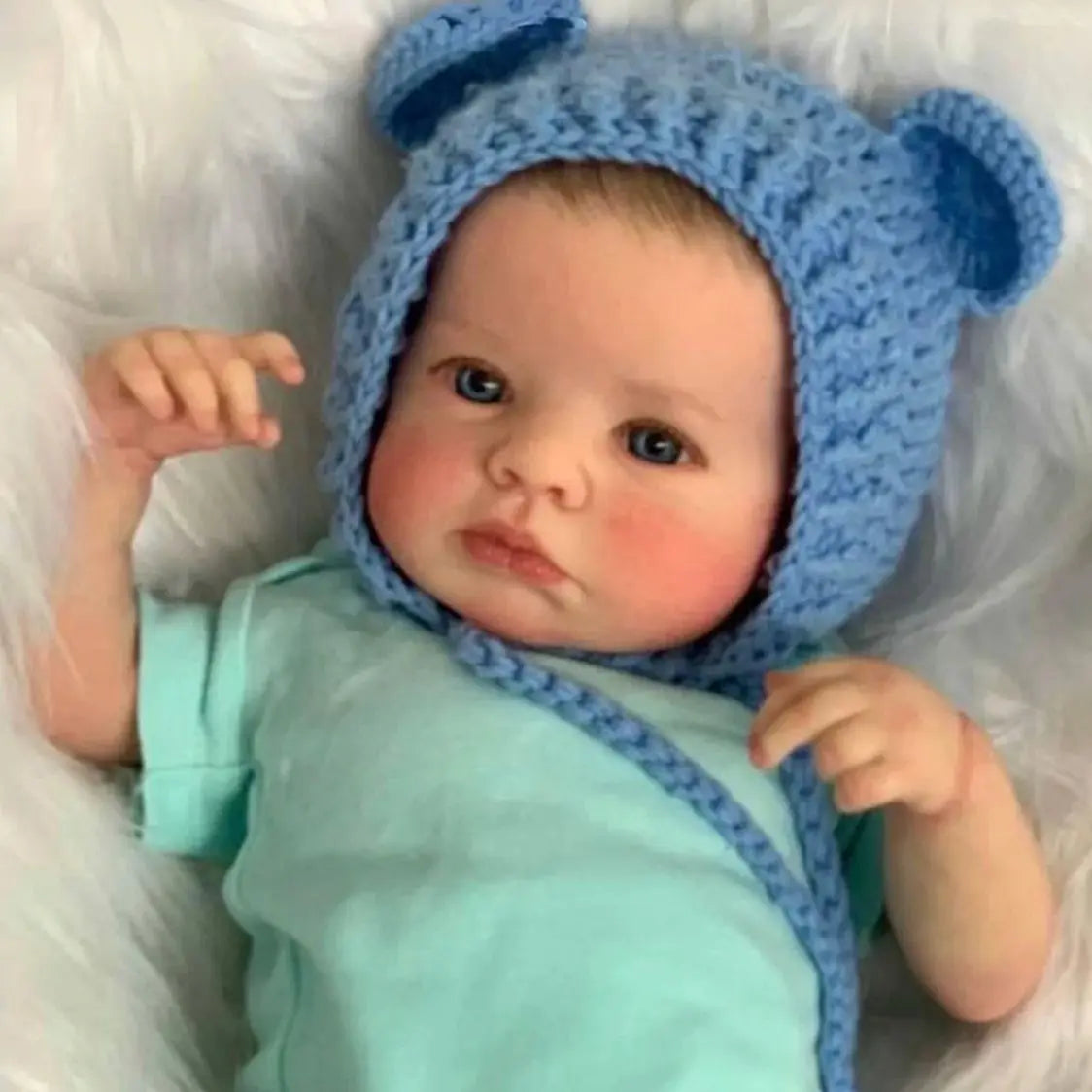 Mila – 50 cm Reborn Babypuppe mit blauen Augen, Wimpern & handbemaltem Haar