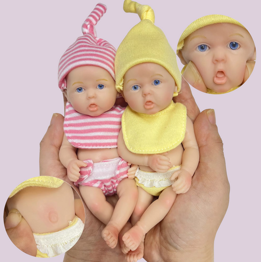 Mini Reborn Babypuppe Mädchen in Rosa – 15 cm Handgefertigter Silikonschatz für die Handfläche