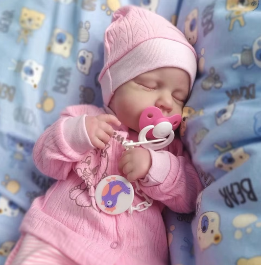 LouLou – Realistische Reborn Babypuppe mit Geschlossenen Augen & 3D-Hautstruktur (ca. 50 cm)