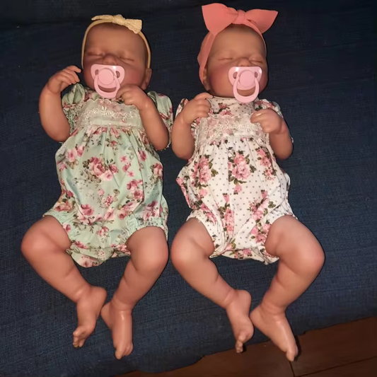 LouLou Twins – Set di bambole reborn da 50 cm in silicone vinile con dettagli realistici