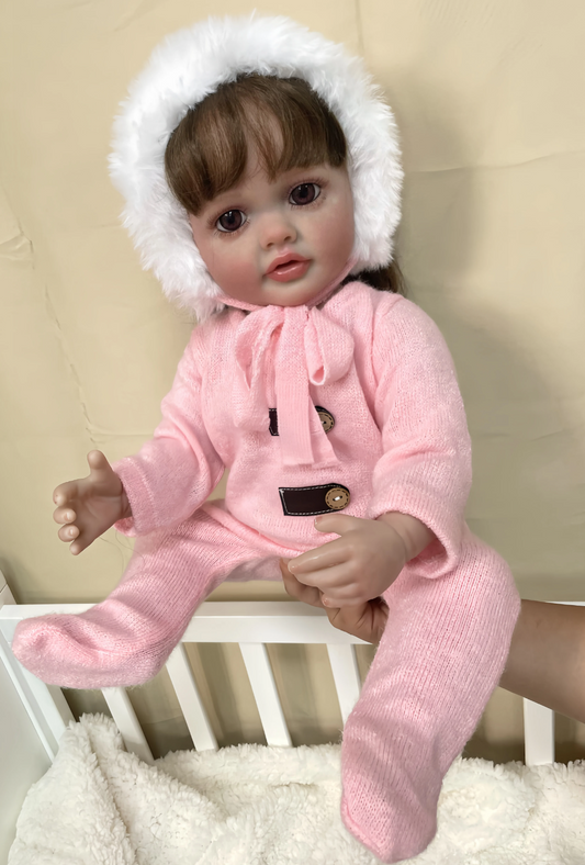 Ava – 55 cm bezaubernde Toddler Reborn Babypuppe mit braunen Augen & handimplantiertem Haar