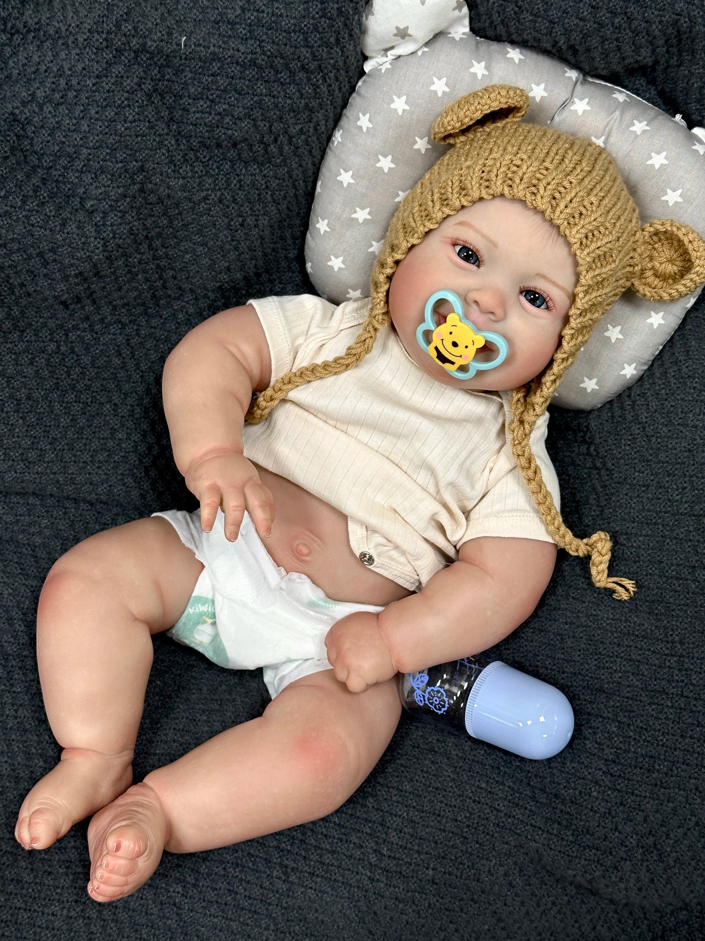 Emilia – 50 cm Reborn Babypuppe mit Vollvinylkörper, blauen Augen & handbemaltem Haar
