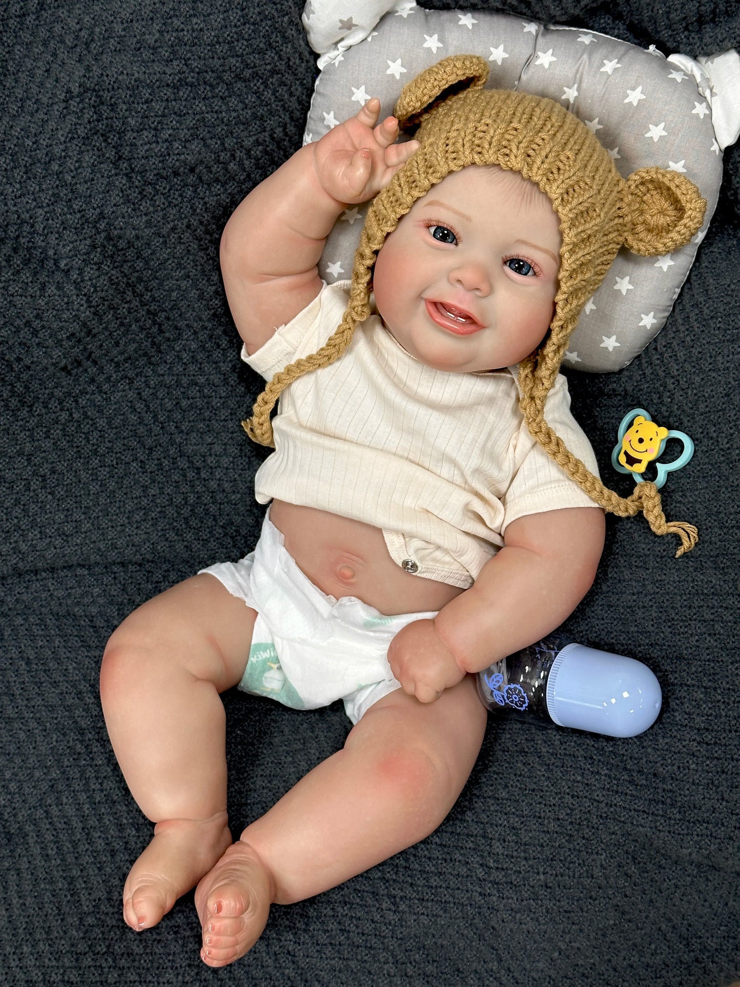 Emilia – 50 cm Reborn Babypuppe mit Vollvinylkörper, blauen Augen & handbemaltem Haar