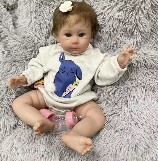 Lilly – 60 cm Realistische Reborn Babypuppe mit blauen Augen und eingepflanztem Haar