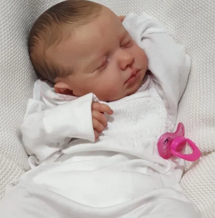 LouLou – 50 cm Realistische Reborn Babypuppe mit Geschlossenen Augen & Handbemalter Haut