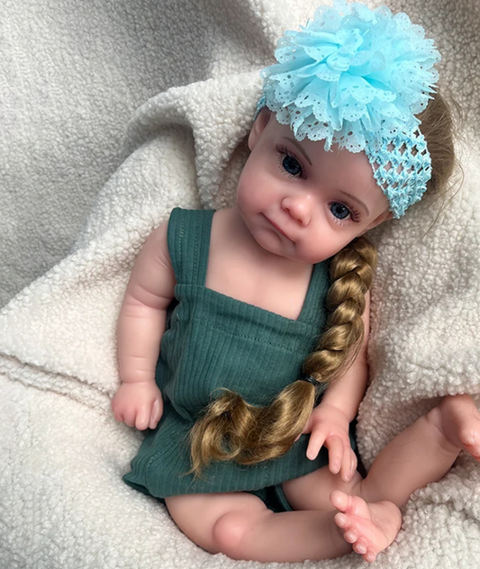 „Mia“ – Magische 50 cm Reborn Babypuppe aus Dehnbarem Vollsilikon – Hyperrealistische Babypuppe