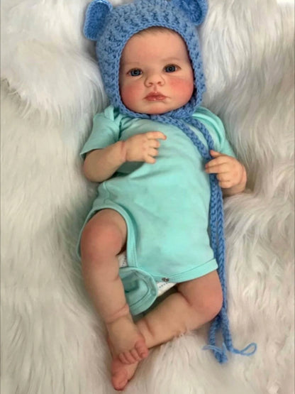 Mila – 50 cm Reborn Babypuppe mit blauen Augen, Wimpern & handbemaltem Haar