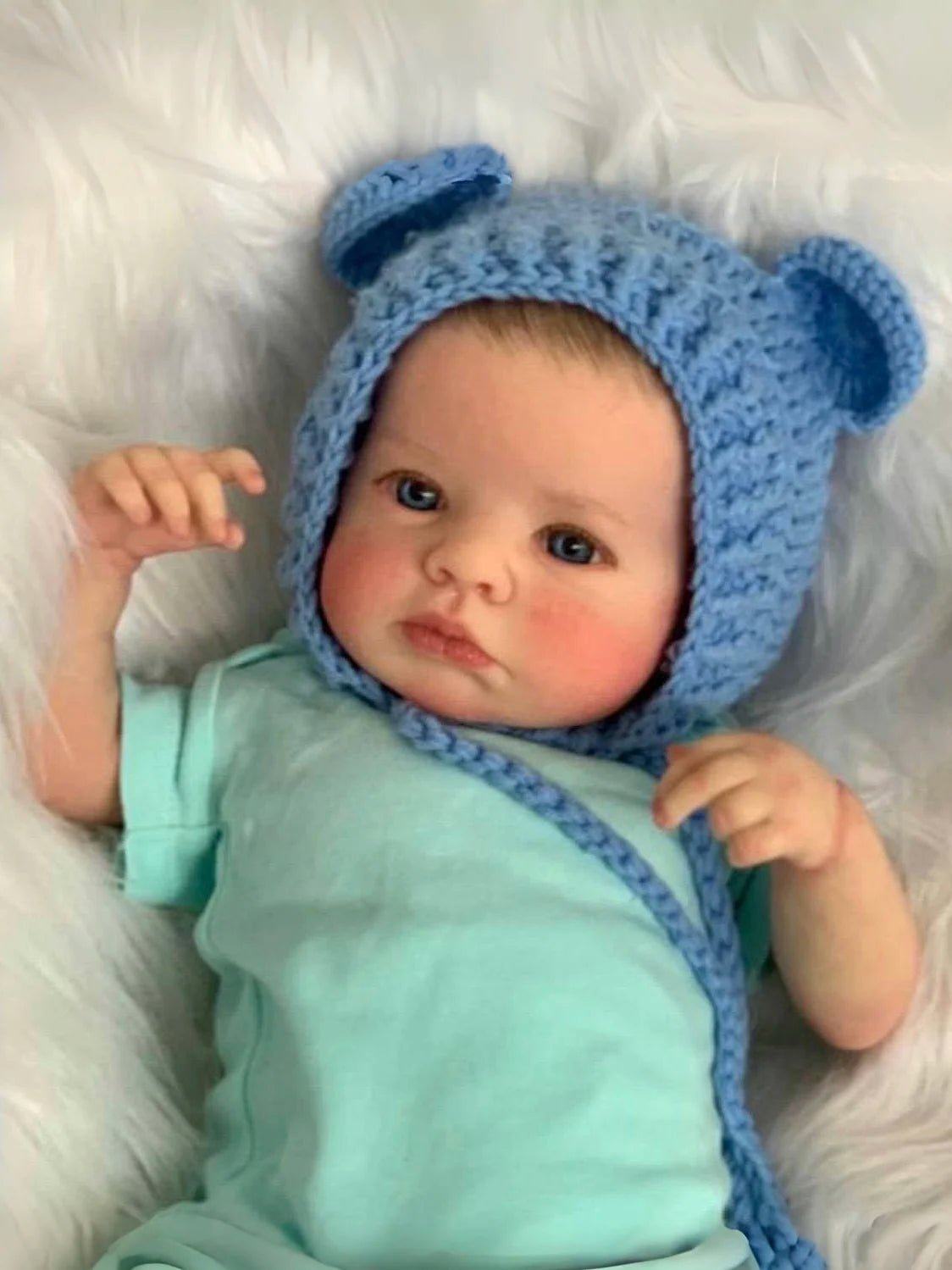 Mila – 50 cm Reborn Babypuppe mit blauen Augen, Wimpern & handbemaltem Haar
