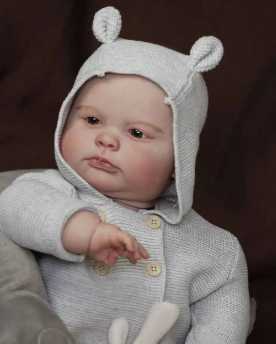 Milo – 60 cm lebensechte Reborn Babypuppe Junge mit blauen Augen & handbemaltem Haar