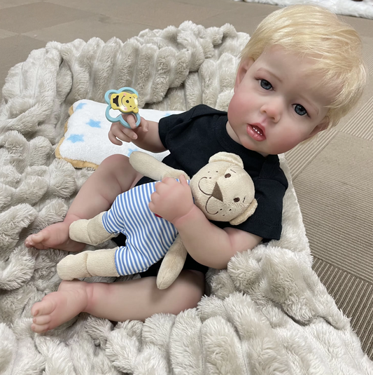 Rowan – 55 cm Realistische Reborn Babypuppe mit 3D-Haut und Handeingepflanztem Haar
