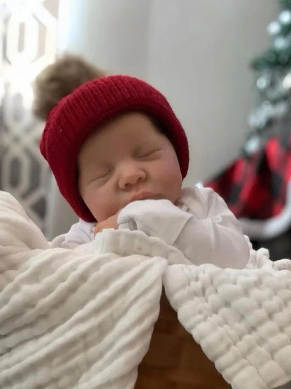 Leni – 48 cm Reborn Neugeborenen-Babypuppe mit geschlossenen Augen & handbemaltem Haar