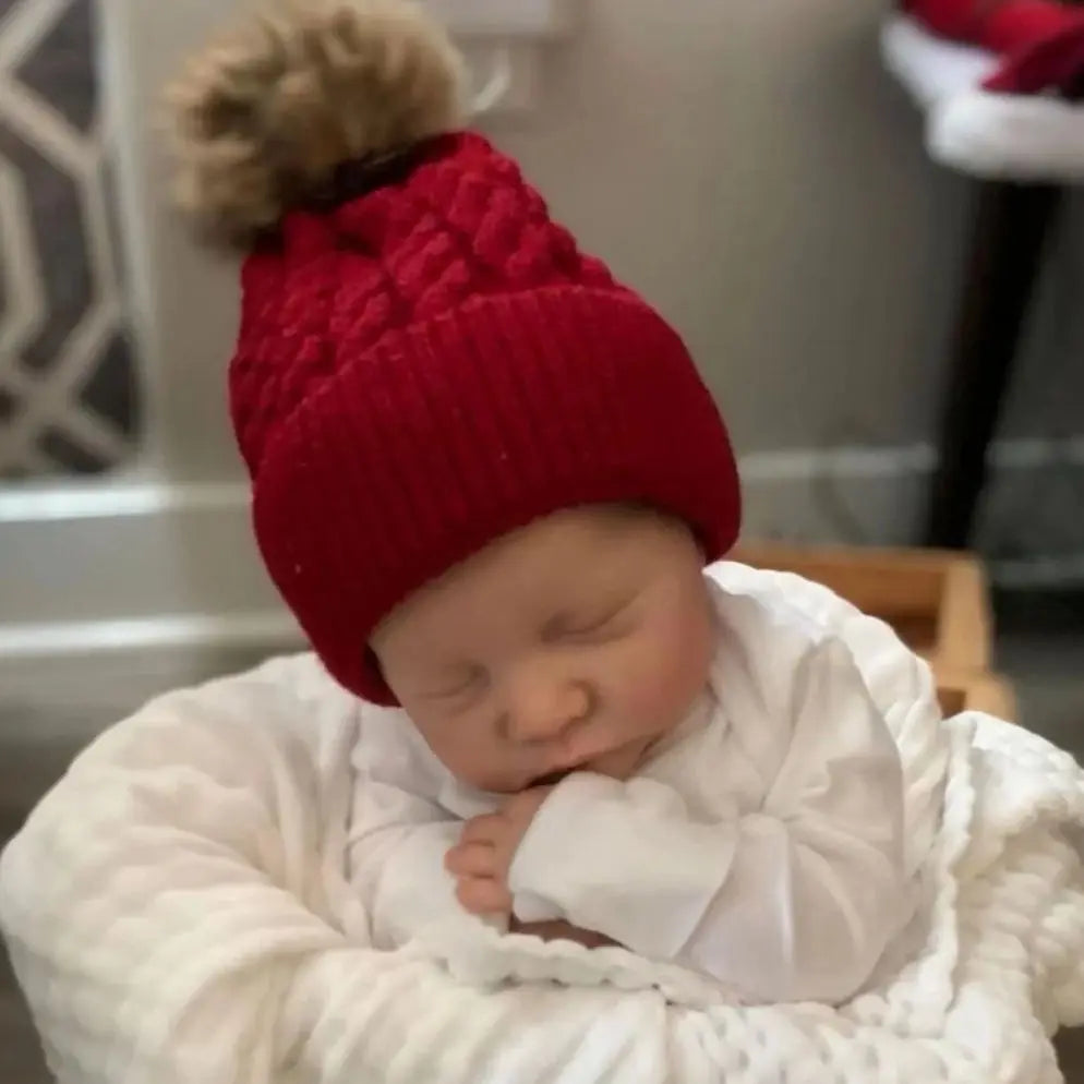 Leni – 48 cm Reborn Neugeborenen-Babypuppe mit geschlossenen Augen & handbemaltem Haar
