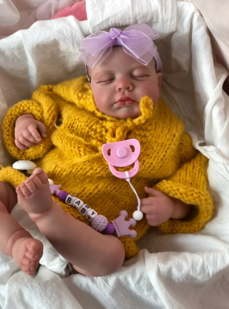 Melisa – Bambola Reborn da 50 cm che dorme appena nata con texture della pelle 3D e corpo in tessuto morbido