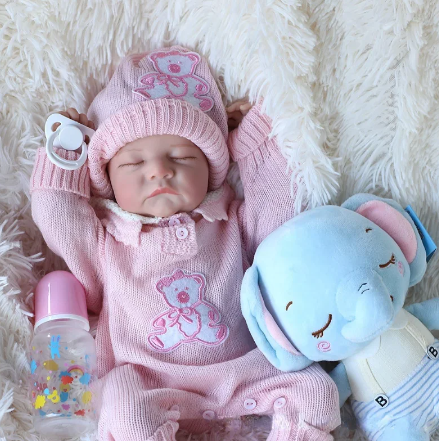 Lina – Bambola Reborn Realistica da 43 cm con Capelli e Accessori Fatti a Mano 